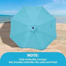 YSSOA Patio Umbrella 9FT Replacement Canopy, Market Umbrellas Top for 8 Ribs, Canopy Only, Turquoise