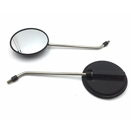 XKMT-Black Pair Universal 5" Round Long Stem Mirrors 8mm Compatible With Kawasaki Suzuki Cruisers [B01D0R02Q6]