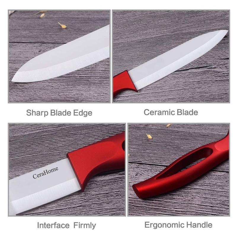 Cerahome Ceramic knife, Ceramic kitchen Knife Set with Sheath Super