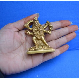 Brass Maa Maha Kali On Shiva Brass Statue Hindu Idol 2.5" inch - Powerful Spiritual Goddess Brass Mahakali Devi Murti for Home Temple Mandir Kalkaji Idol Spiritual Puja Vastu India Kali BRASS Sacred