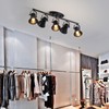 KEESFU 5-Light Track Lighting Kit,Black Semi Flush Mount Ceiling Light