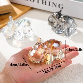 Arikyrist Crystal Golden Hippopotamus 2.8 in Figurines Gifts for Women, Glass Hippo Collectible for Animal Lovers on Birthday Christmas, Paperweight Centerpiece for Home Decoration