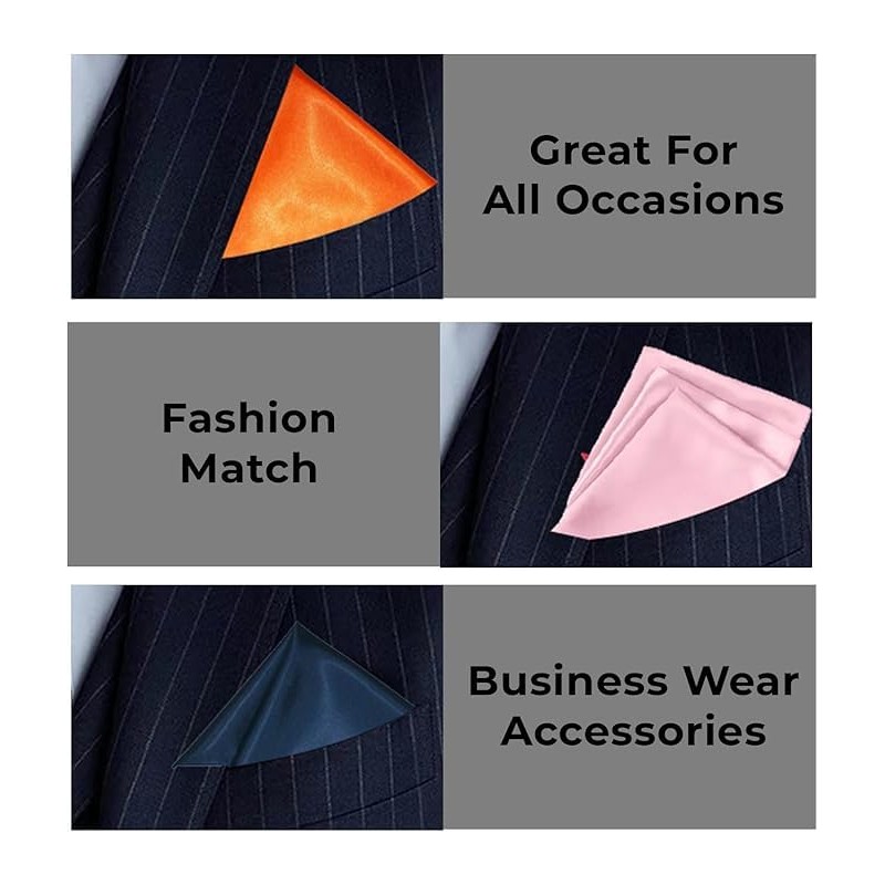 Mens Royal Blue Hanky Handkerchief Pocket Square Plain Satin Solid