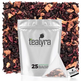 Tealyra - Grandma's Garden Berry - 25 Bags - Fruit Tea Blend - Hibiscus and Berries Based Herbal Loose Leaf Tea - Vitamines Rich - Caffeine-Free - Pyramids Style Sachets