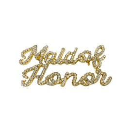 Unik Occasions Rhinestone Pin-Maid of Honor-Gold Brooch, One Size