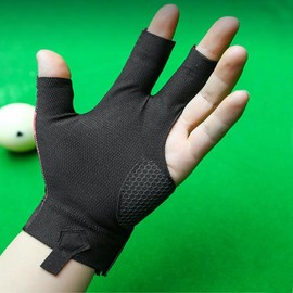 TOPDANCHUANG Anti Slip Billiard Glove 3 Fingers Show Gloves Left Hand Snooker Glove Billiard Accessories Fits on Left Hand for Men Women Black Blue（one pair）