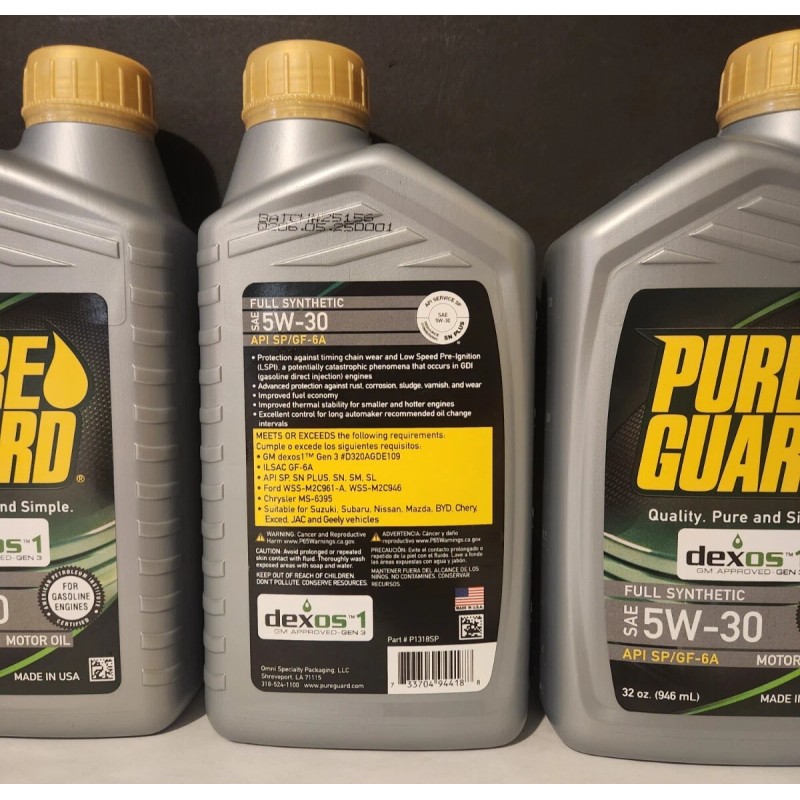 PUREGUARD SAE 5W-30 Full Synthetic GEN 2 Dexos1 Motor Oil