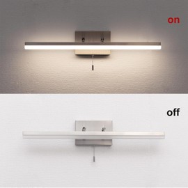 COTULIN 24-Inch Modern Brushed Nickel Bathroom Light Fixture - 180° Rotatable LED Chrome Vanity Light Bar for Over-Mirror Use, 4000K 12W Bathroom Sconce Wall Lighting with Switch on/Off