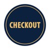 Signs ByLITA Circle Checkout Sign (Navy Blue/Gold) - Medium