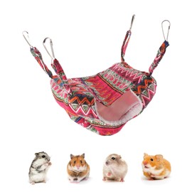 Taicols Small Pet Cage Hammock, Soft Pet Bed for Hanging, Double Layer Hamster Hammock, Pet Swing Bed, Adjustable Guinea Pig Sleeping Hanging Cage (Pink)