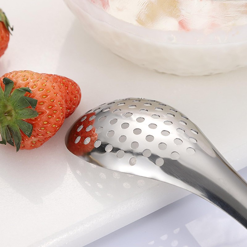 3Pcs Metal Small Slotted Spoon Durable Steel Caviar Strainer Spoons