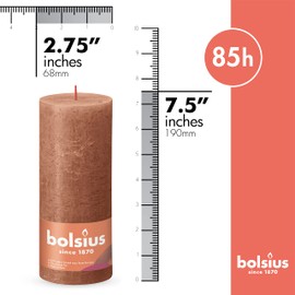 BOLSIUS 4 Pack Rusty Pink Rustic Pillar Candles - 2.75 X 7.5 Inches - Premium European Quality - Includes Natural Plant-Based Wax - Unscented Dripless Smokeless 85 Hour Party and Wedding Candles