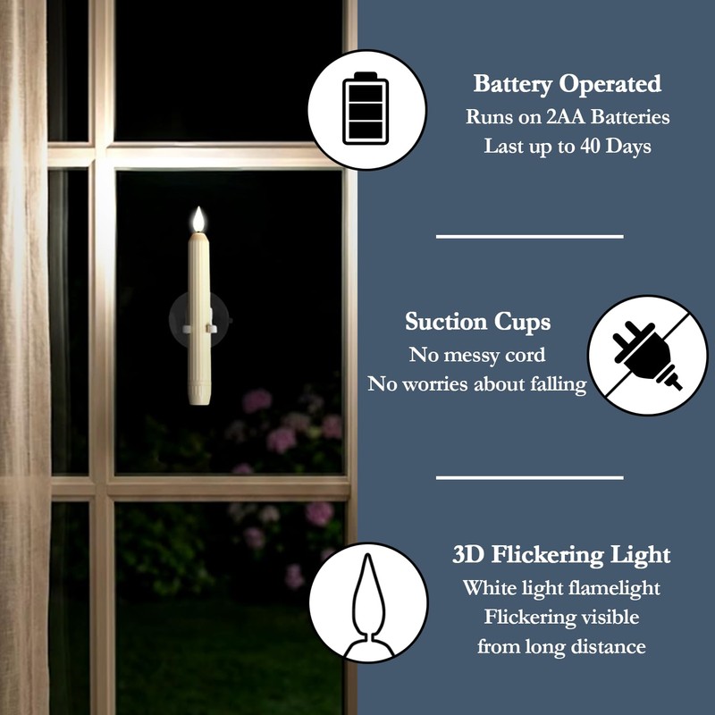 Homemory 12 Pcs Window Candles with Sensor Dusk to Dawn,