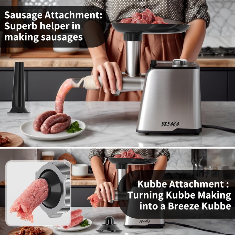 EBEAKA Electric Meat Grinder & Sausage Stuffer Maker, Heavy Duty
