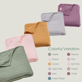 Ali+Oli Muslin Swaddle Blanket for Baby (Transport) Large 47" x 47" Soft Rayon Made from Bamboo & Organic Cotton Muslin Blanket, Machine Washable Receiving Blanket Wrap for Newborn to Toddler