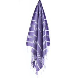 Toalla turca de mano o cara Cacala 58.42 cm x 91.44 cm (23 x 36") - Peshtemal Fouta - para cocina y cuidado de bebés, Púrpura oscuro, 34" x 66", 1