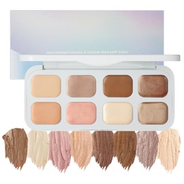 8 Colors Highlighter Makeup Contour Palette,Multi-Use As Cream Eyeshadow Palette,Concealer Highlighter Contour Eyeshadow All In One MakeupPalette,Long-Lasting Waterproof Shimmer & Matte Makeup Sets