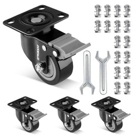 2.5-inch Heavy Duty Caster Wheels Set of 4, Rubber Swivel Casters with Brake, High Load Capacity 710LBS (320KG) for Furniture, Workbench, Rolling Carts, Cabinets, and Coffee Tables