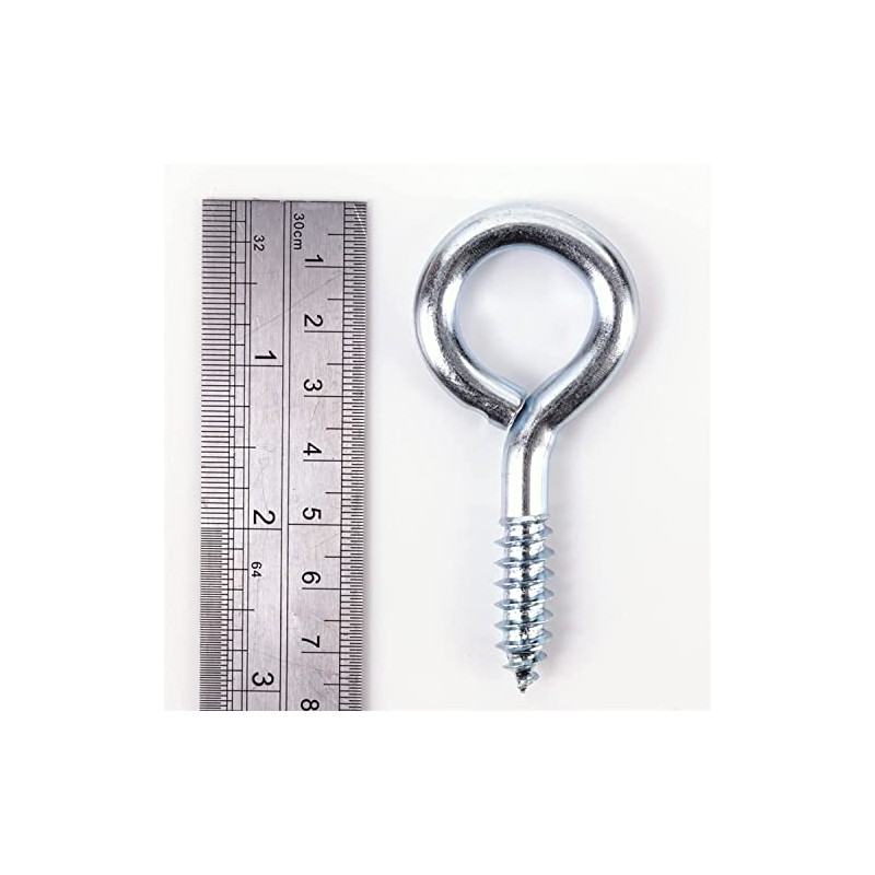 Large Screw in Eye Bolt Hooks 75mm Zinc Plated Eye