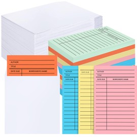 Ireer 500 Pcs Set of 250 Library Card Pockets Self Adhesive and 250 Due Date Cards for Book Checkouts, Cds, Dvds, Classroom Supplies (Color Card, White Envelope)