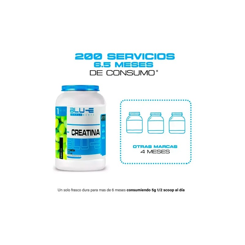 Creatina Blu-e Monohidratada 1k 200 Servicios Varios Sabores