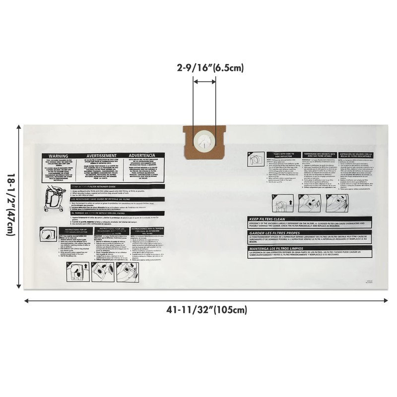 Shop-Vac 90663 15 To 22 Gallon Disposable Filter Bags, 6
