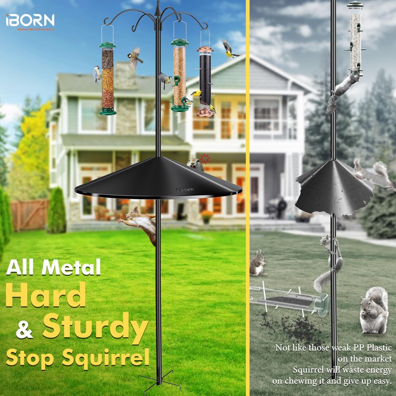 iBorn Squirrel Baffle for Bird Feeder Pole, 19.5” Oversized Squirrel