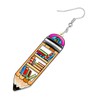 BONSNY Dangle Novelty Funny Teacher Book Pencil Earrings Acrylic Back