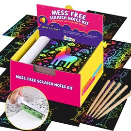 JMMICO Rainbow Scratch Paper, 100 PCS Scratch Notes with Reusable Cleaner Tool, Mess-Free Art Crafts for Kids Boys & Girls Ages 4-8, Gifts Classroom Prizes Supplies School Birthday Party Travel Toy