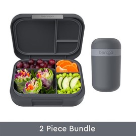 Bentgo Modern Lunch Box & Snack Cup Bundle - Portable Meal Prep Container for Easy Use - Color: Dark Gray