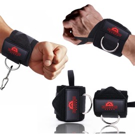 Wrist Wraps for Weightlifting with D-Ring – Heavy Duty Wrist Support for Bench Press, Deadlifts, Overhead Press – Gym Wraps for Men & Women, Max 40lb Cable Use (black)