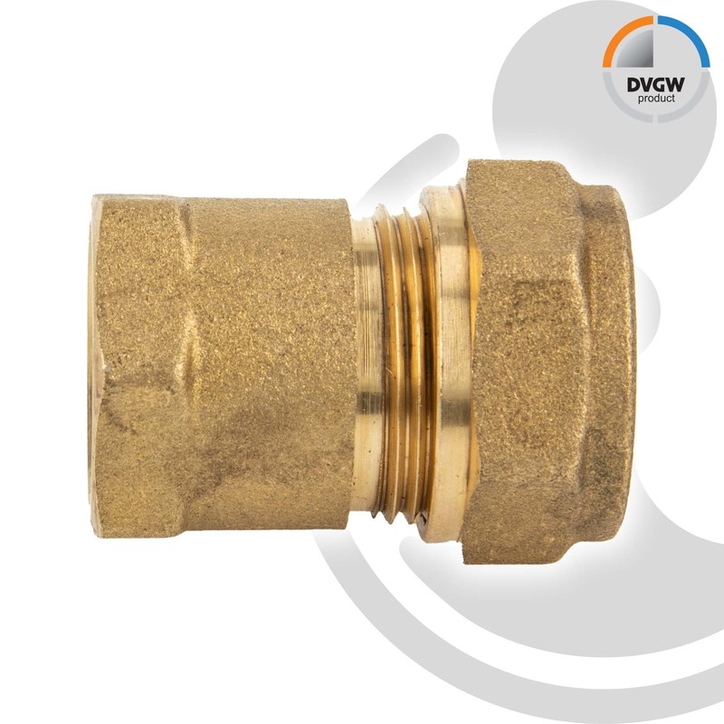 Tecuro Brass Compression Connector Female Screw with Brass Thread 22