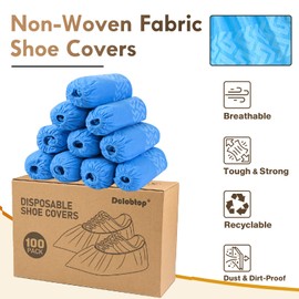 Recycable Shoe Covers Disposable Non-Slip for Indoors - 100Pack(50 Pairs) Thick Breathable Cloth Boot Covers, Extra Large size Protector Covers Fits Up To 112 US Men and 13 US Women Size,Blue