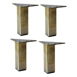 Alpha Furnishings Antique Brass 5 Inch Square Metal Furniture Legs Sofa Couch Cabinet Feet Replacement Bookcase Bathroom Vanity Legs Set of 4 pc