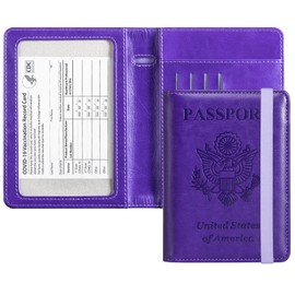 CoBak Passport Holder - PU Leather Travel Organizer with RFID Blocking and CDC Vaccine Card Clear Slot