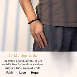 ARICHDUDE Cross Bracelets for My Son, Christian Gifts for Son,Cross Religious Jewelry Birthday Easter Christmas Gifts for Son
