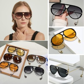 Chicid Oversized Aviator Sunglasses for Women, Trendy Big Retro Shield Sun Glasses with UV400 Protection.