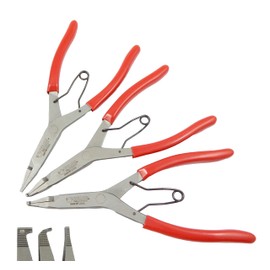 Wilde Lock Ring Plier Set 3pc Straight Right Angle and Thin Bent Curved 9" Length Made In USA G409.NP, G408.NP, and G407.NP Pliers