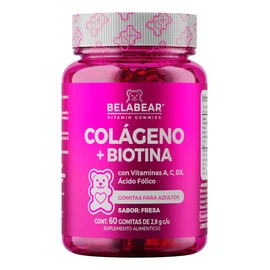 Suplemento de Colágeno y Biotina | Con Vitaminas A, C, D3 y Ácido Fólico | Belabear 60 Gomitas