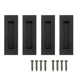 Recessed Finger Flush Pulls - Hadnles Fit Wardrobe Doors, Pocket Doors, Sliding Barn Doors, Bifold Doors and More Stainless Steel Brushed Rectangular Door Pull Hardware (4.72 INCH, Black - 4 Pack)
