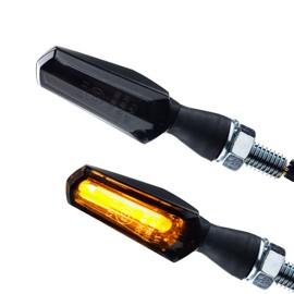 Germany Motorsports LED Mini Indicator Cob Dark Black E-Approved Universal for 12 V Motorcycle Scooter (1 Pair of LED Indicators)