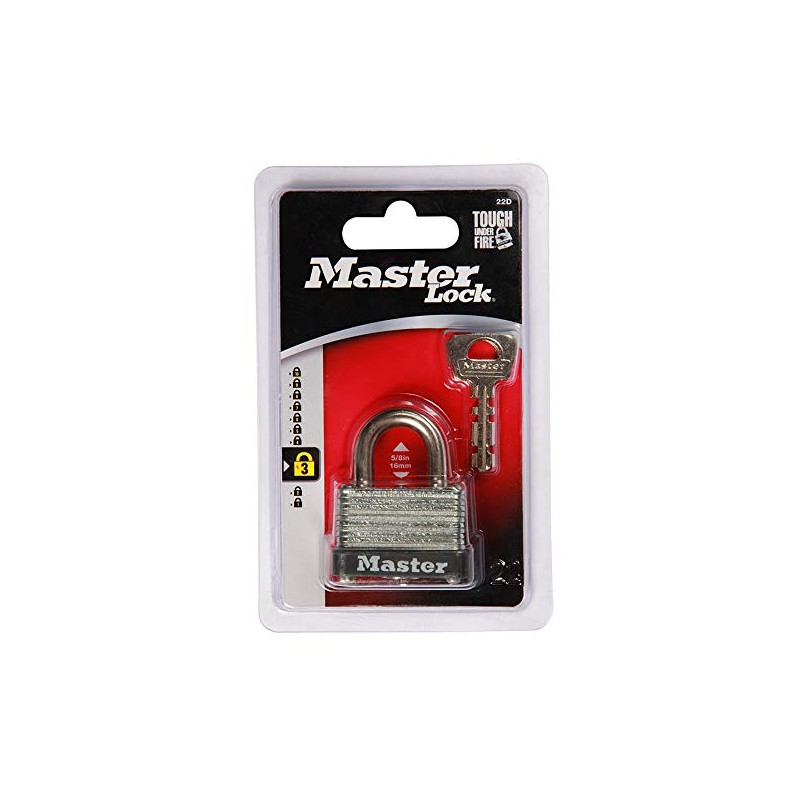 Master Lock Silver Laminated Steel Warded Padlock, Keyed Padlock for