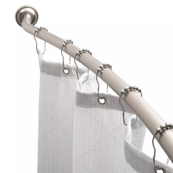 Bath Bliss Curved Shower Curtain Rod In Satin Nickel, Adjustable