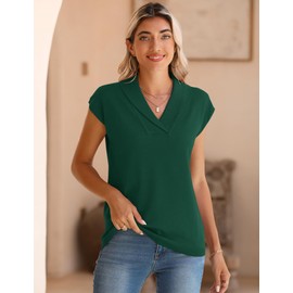 Ivicoer Sweater Vest Women Lightweight Knitted Summer V Neck Collared Short Sleeve Casual Pullover Tops Sleeveless Tank Cap Sleeve Dressy Sweaters 2024 Fashion Trendy
