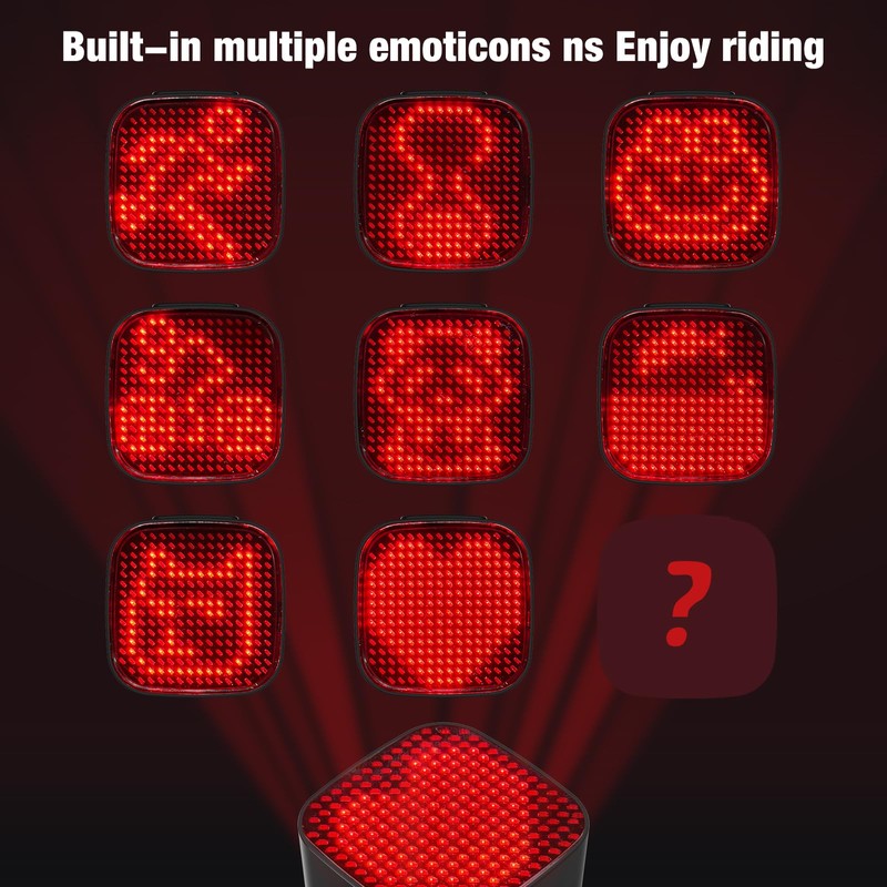 NAACOO Smart Bike Tail Light with Custom LED Patterns (Heart/Smile/Bear/Bike),