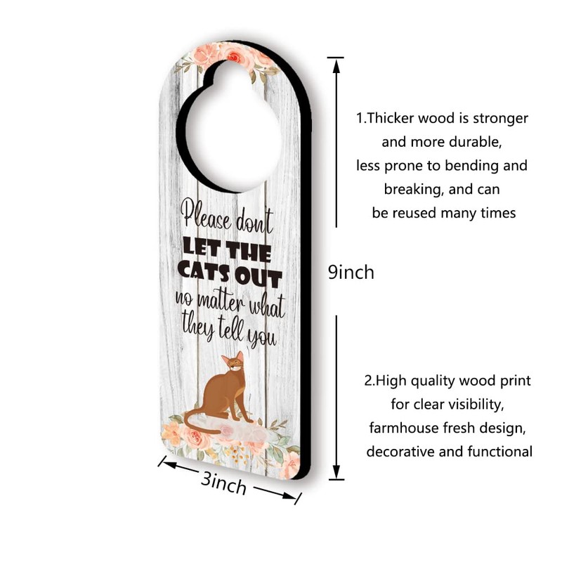 Abyssinian Cat Funny Wooden Door Hanger Sign, 2 Pack(Double Sided),