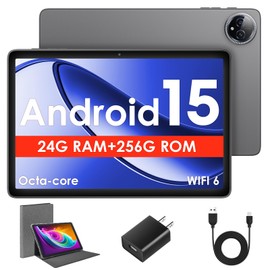 Android 15 Tablet,10 inch Tablets, Octa Core CPU, 10GB RAM+128GB ROM+1TB Expand, 1280x800 HD IPS Touchcreen Display, 5G+2.4G Wi-Fi, Dual Camera, 6000mAh Battery, BT 5.0, Google Tablets 2025, Gray