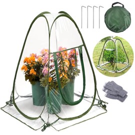 Small Greenhouse, Wintering Tent for Plants, Pop Up Greenhouse, Plant Protection Tent Winter 70 x 70 x 80 cm, Transparent, No Assembly Required, Winter Greenhouse for Vegetables and Flowers