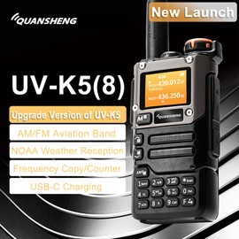 Quansheng UV-K5(8) Radio USB-C Charging Two Way Radio Long Range with NOAA for Adults 5W U/V Dual Band DTMF AM FM Walkie Talkie Rechargeable UV-K6 with 771 Antenna