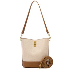 ONE2MAY Small Bucket Bag Bucket Purse for Women Shoulder Purse Crossbody Handbag Mini Faux Suede Hobo Bag (Off white)
